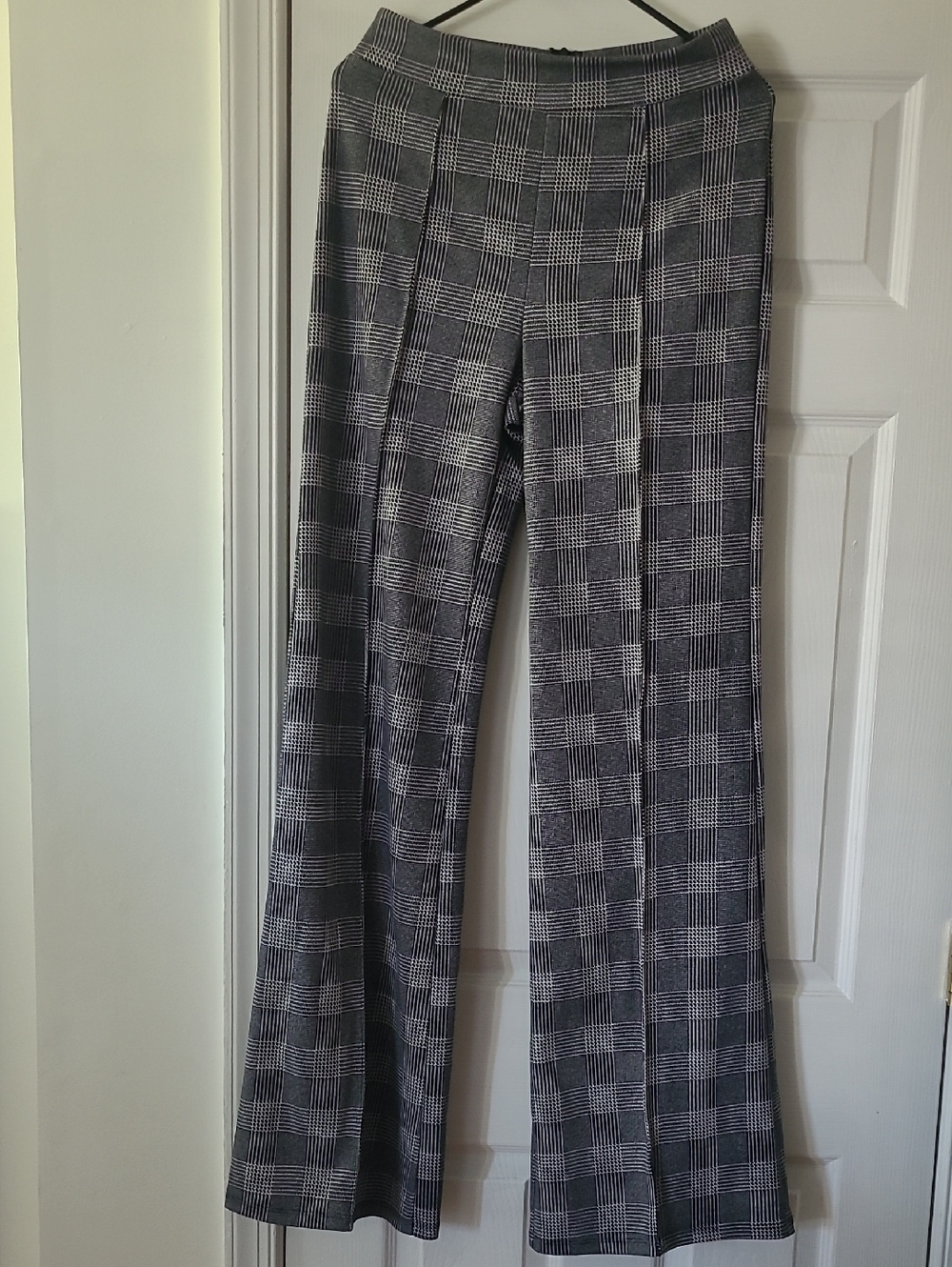 Women's Plaid Wide-Leg Pants - Gray